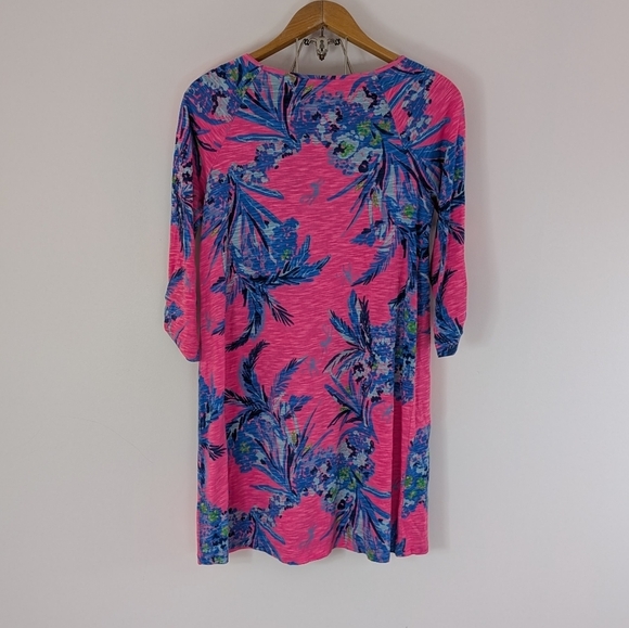 Lilly Pulitzer Dress Womens M Pink Tiki Blue Surfcrest Out On A Limb Swing Mini - Picture 7 of 10